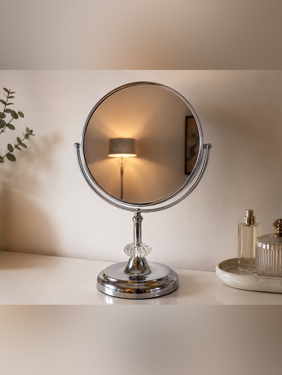 Other - Vintage Style Silver Round Vanity Mirror Chrome Makeup Mirror